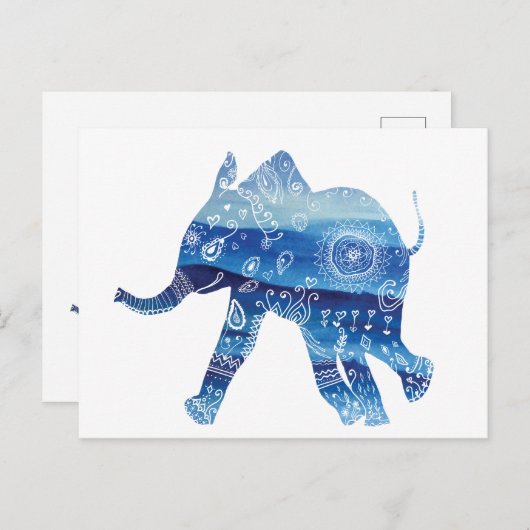 Mandala Elefant Postcard Postkarte (Vorne/Hinten)