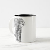 Mandala-Elefant-Tasse Zweifarbige Tasse (Vorderseite Links)