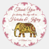 Mandala Elefanten Indische Grenzhochzeit Runder Aufkleber (Vorderseite)