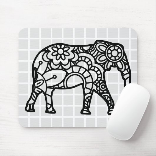 Mandala-Elefanten-Raster-Mauspad Mousepad (Mit Mouse)