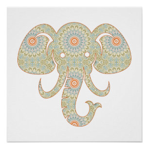Mandala Elefantenkopf Design Poster