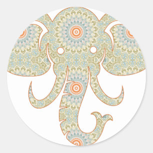 Mandala Elefantenkopf Design Runder Aufkleber