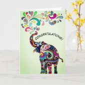 Mandala-Elefantglückwunschkarte Karte (Gelbe Blume)