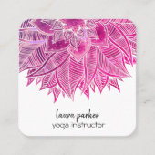 Mandala Elegant Boho Paisley Pink Piazza della Rif Quadratische Visitenkarte (Vorderseite)