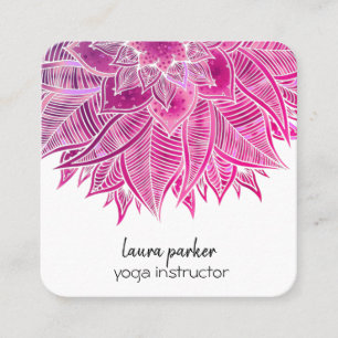 Mandala Elegant Boho Paisley Pink Piazza della Rif Quadratische Visitenkarte