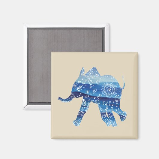 Mandala Elephant Art 5.1 Cm Square Magnet (Vorderseite/Rückseite)