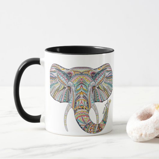 Mandala Elephant Coffee Tasse (Mit Donut)
