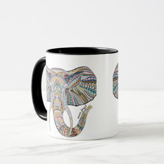 Mandala Elephant Coffee Tasse (Vorderseite Links)