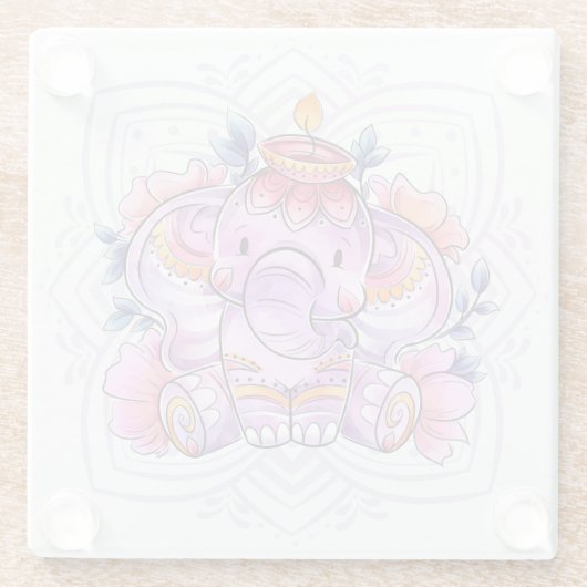 Mandala Elephant/Ganesh Glasuntersetzer (Rückseite)