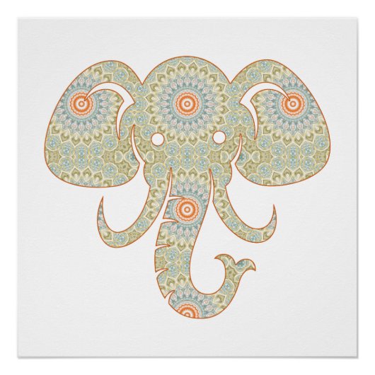 Mandala Elephant Head Design Poster (Vorderseite)