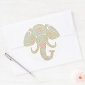 Mandala Elephant Head Design Runder Aufkleber (Umschlag)