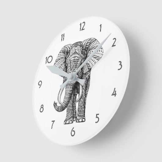 Mandala Elephant Wall Clock Runde Wanduhr (Winkel)