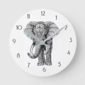 Mandala Elephant Wall Clock Runde Wanduhr (Vorderseite)