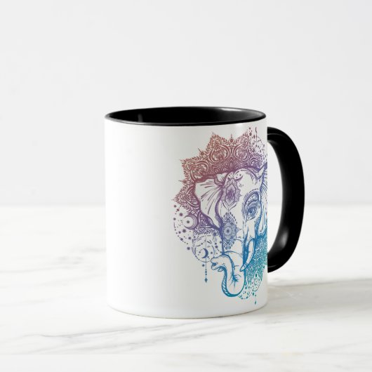 Mandala Elephants Tasse (VorderseiteRechts)
