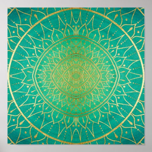 Mandala Emeral Green Gold Colorful Poster (Vorne)
