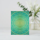 Mandala Emeral Green Gold Colorful Postkarte (Stehend Vorderseite)