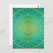 Mandala Emeral Green Gold Colorful Postkarte (Vorne/Hinten)