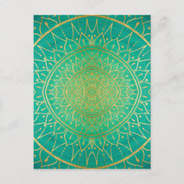 Mandala Emeral Green Gold Colorful Postkarte