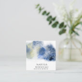 Mandala Ethereal Celestial Abstrakt Blue White Quadratische Visitenkarte (Stehend Vorderseite)