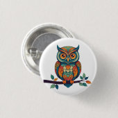 Mandala Eule Button (Vorne & Hinten)