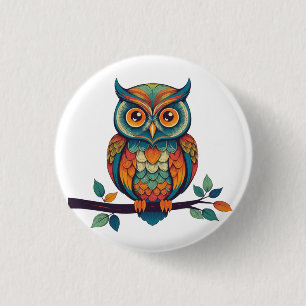 Mandala Eule Button