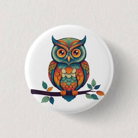 Mandala Eule Button (Vorderseite)