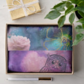 Mandala-Eule-Imitate goldener Ast auf lila aquamar Seidenpapier (Geschenk)