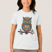 Mandala Eule Tri-Blend Shirt (Vorderseite)