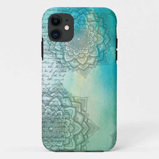 Mandala extravagantes Skript Aquamarin Türkis Case-Mate iPhone Hülle (Rückseite)