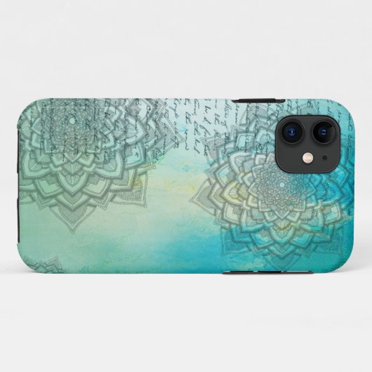 Mandala extravagantes Skript Aquamarin Türkis Case-Mate iPhone Hülle (Rückseite (Horizontal))