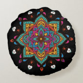 Mandala-Farbe Rundes Kissen (Rückseite)