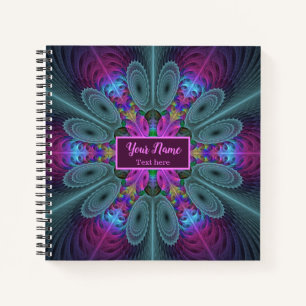 Mandala Farbige Fraktal Kunst Kaleidoskop Eigener Notizblock
