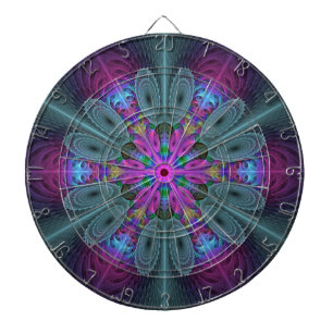 Mandala Farbige Schlagkräftige Fraktal Kunst Kalei Dartscheibe