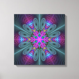 Mandala Farbige Schlagkräftige Fraktal Kunst Kalei Leinwanddruck