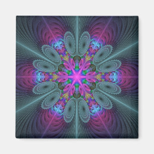 Mandala Farbige Schlagkräftige Fraktal Kunst Kalei Magnet
