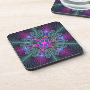 Mandala Farbige Schlagkräftige Fraktal Kunst Kalei Untersetzer