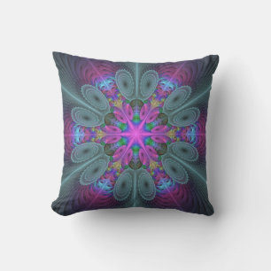 Mandala Farbige Spirituelle Fractal Kunst Mit Rosa Kissen