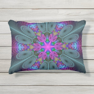 Mandala Farbige Spirituelle Fractal Kunst Mit Rosa Kissen Für Draußen
