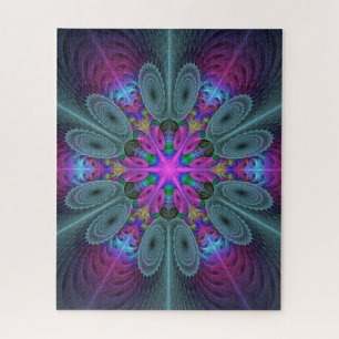 Mandala Farbige Spirituelle Fractal Kunst Mit Rosa Puzzle
