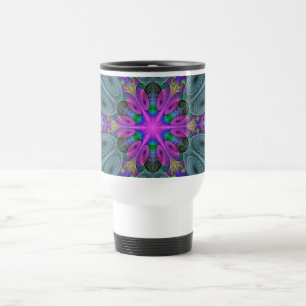 Mandala Farbige Spirituelle Fractal Kunst Mit Rosa Reisebecher