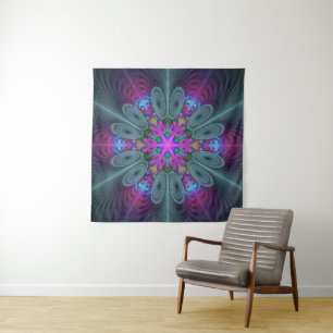 Mandala Farbige Spirituelle Fractal Kunst Mit Rosa Wandteppich