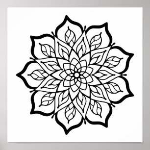 Mandala-Färbposter – Heilige Geometrie Wandkunst Poster