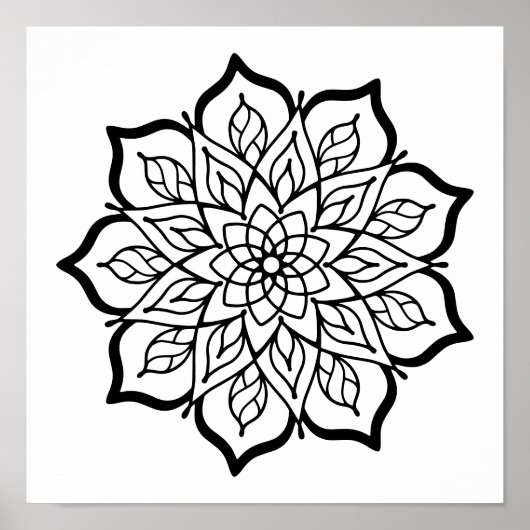 Mandala-Färbposter – Heilige Geometrie Wandkunst Poster (Vorne)