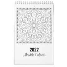 Mandala Farbseiten Kalender in Schwarz und Weiß