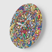 Mandala Farbspektrum Design Große Wanduhr (Winkel)