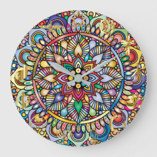 Mandala Farbspektrum Design Große Wanduhr