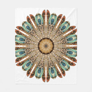Mandala Feathers Watercolor: Natural Lace Design Fleecedecke