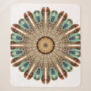 Mandala Feathers Watercolor: Natural Lace Design Sherpadecke