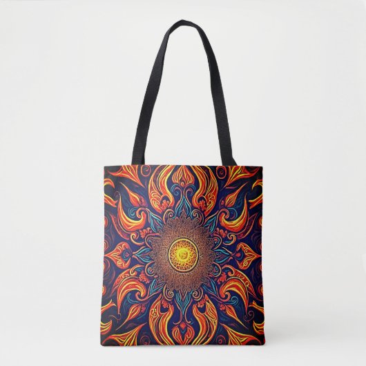 Mandala Flaming Visionäre Kunst Tasche (Vorderseite)