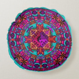 Mandala Floor Pillow Cushion - Aquamarin Rundes Kissen